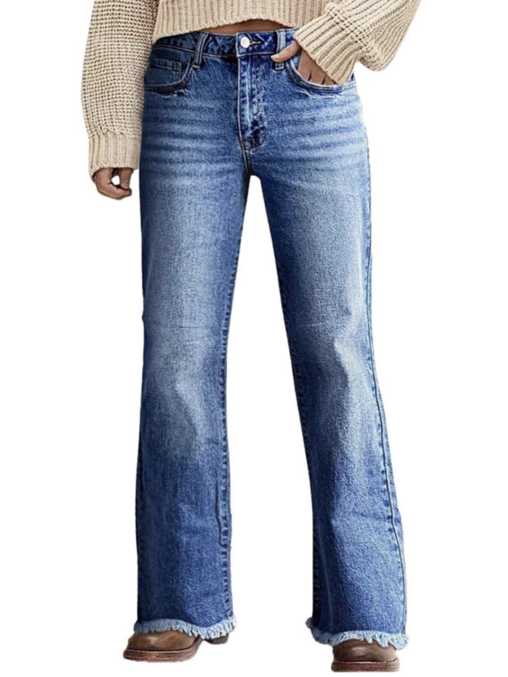 Flamingal Low Rise Straight Leg Wide Leg Baggy Jeans Women Stretch Boyfriend XL - Picture 6 of 8